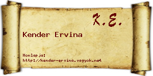 Kender Ervina névjegykártya